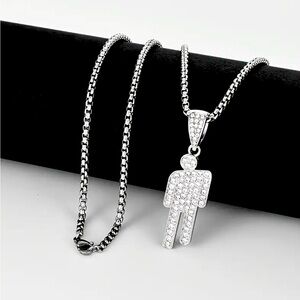 Rhinestone Blohsh Bling Pendant Necklace